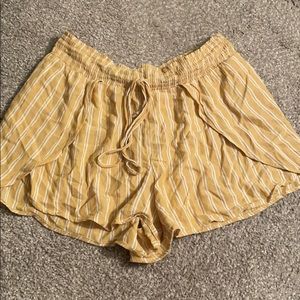 Yellow and white striped American Eagle shorts